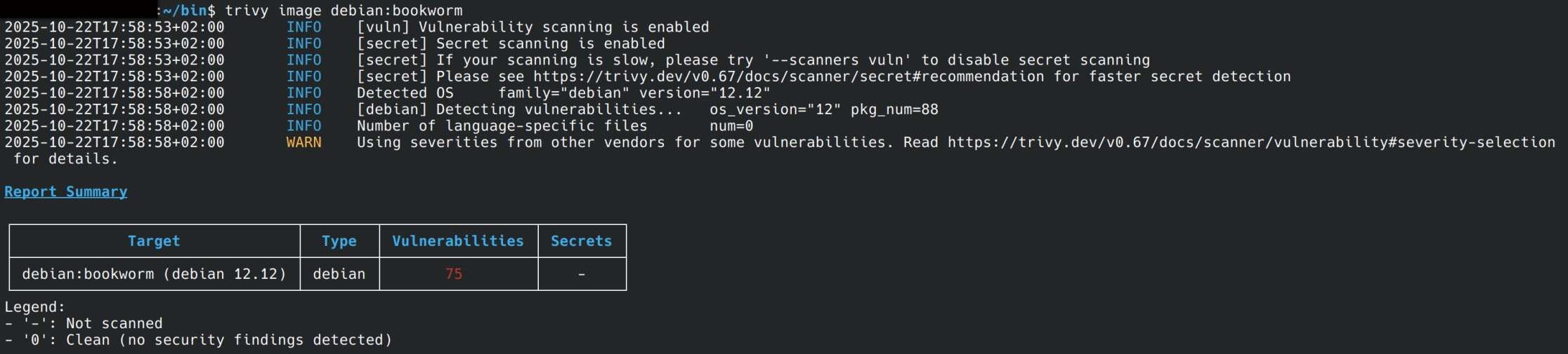 trivy debian scan