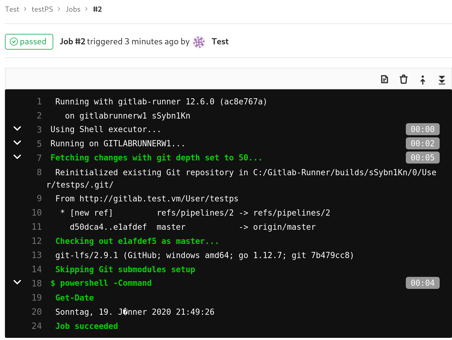 GitLab CI/CD-Pipeline führt PowerShell-Skript erfolgreich aus