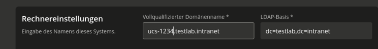 UCS-Installation: Netzwerk-Konfigurationseinstellungen